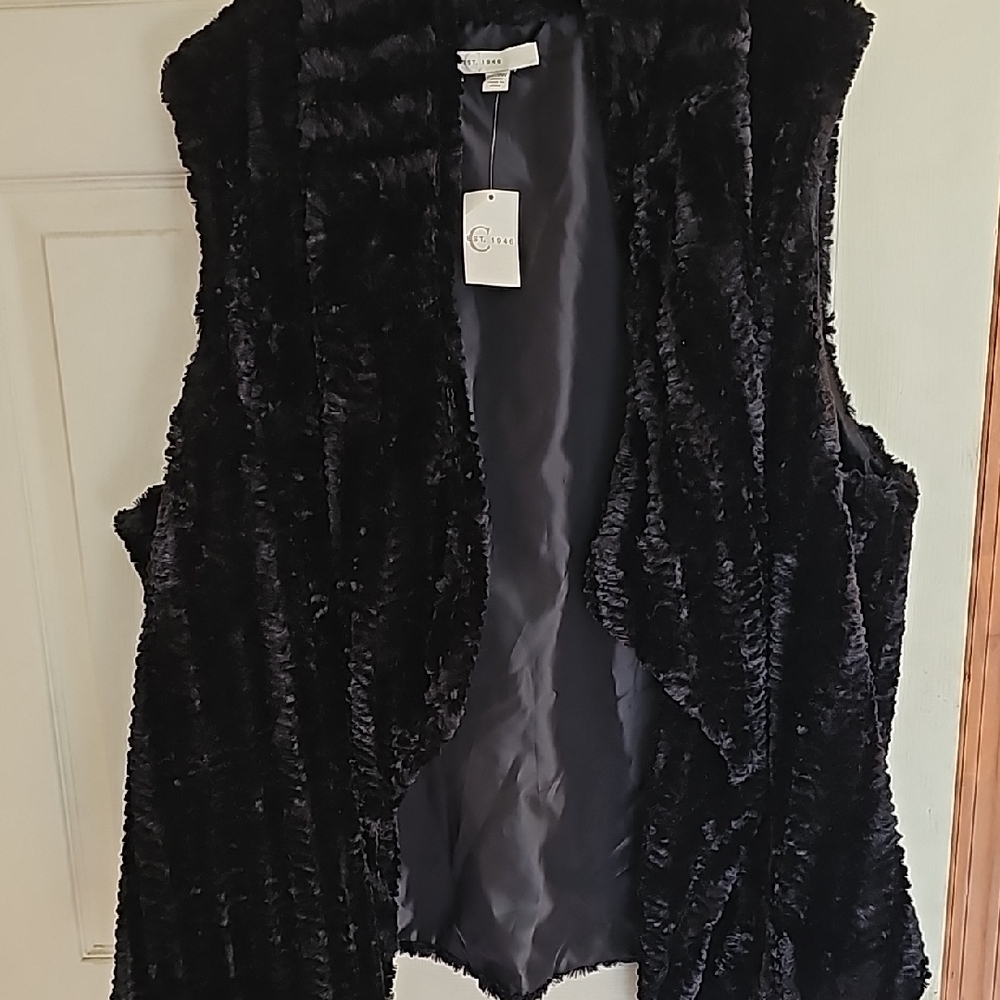 Chico's Black Faux Fur Vest